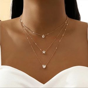 New elegant Multi Layer Necklace gold & silver plated